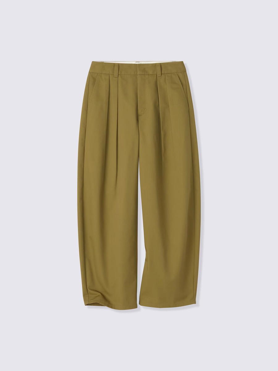 GU GU Chino Pleated Barrel Pants Short UL Olive