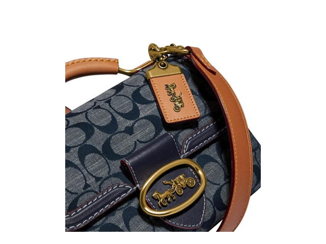 Coach Coach Riley Top Handle 22 Signature Chambray Brass/Chambray Midnight Navy - view 4