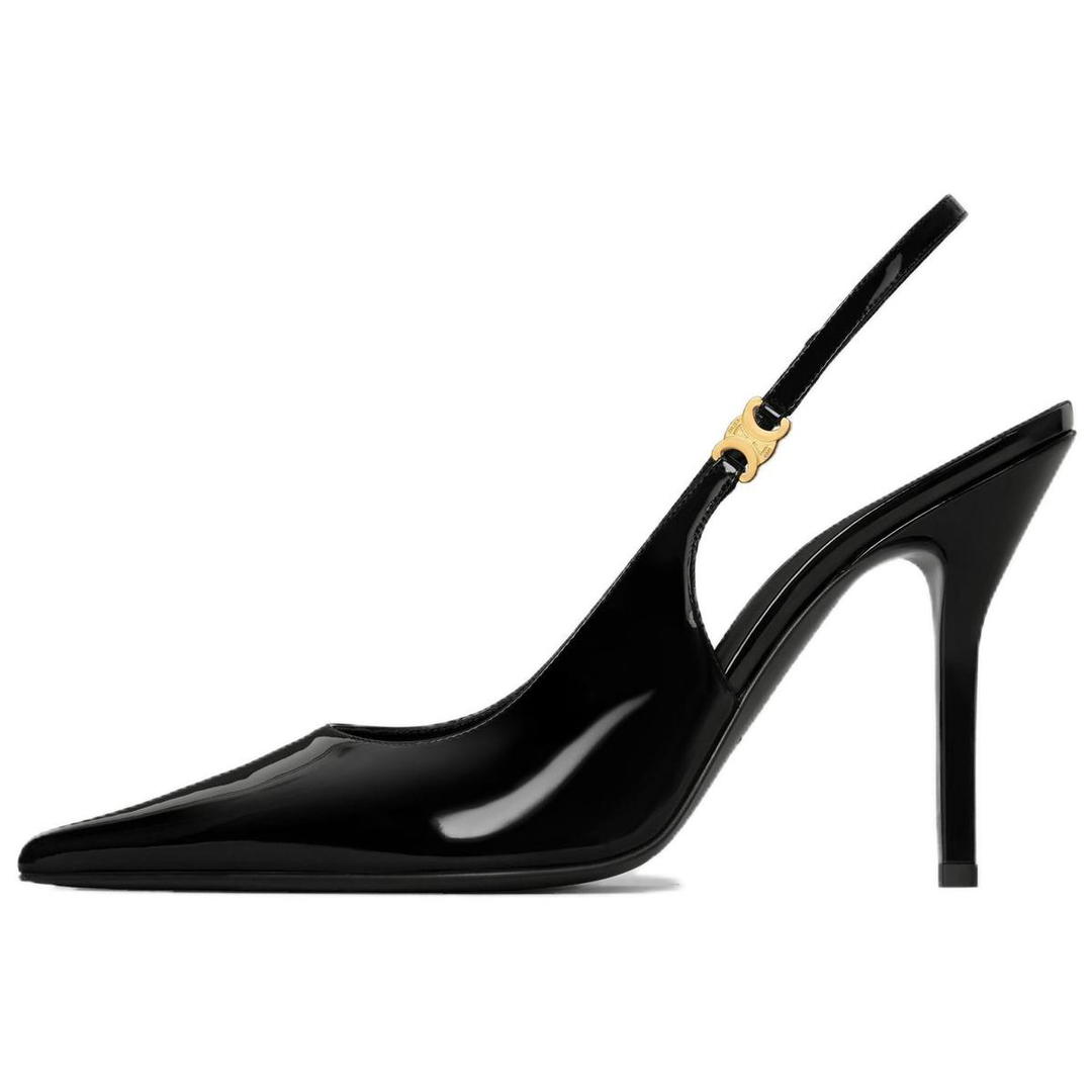 Celine Celine Triomphe Slim Heel High Heels 10.5cm Women's Black