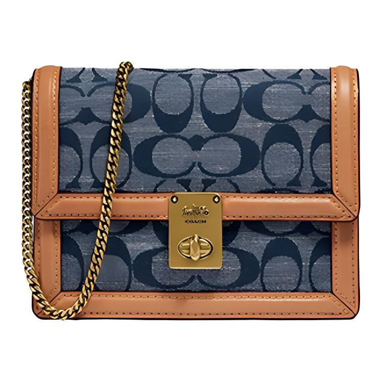 Coach Coach Hutton Cow Leather Small Square Bag Shoulder Bag Crossbody Bag Fanny Pack Mini Women's Blue