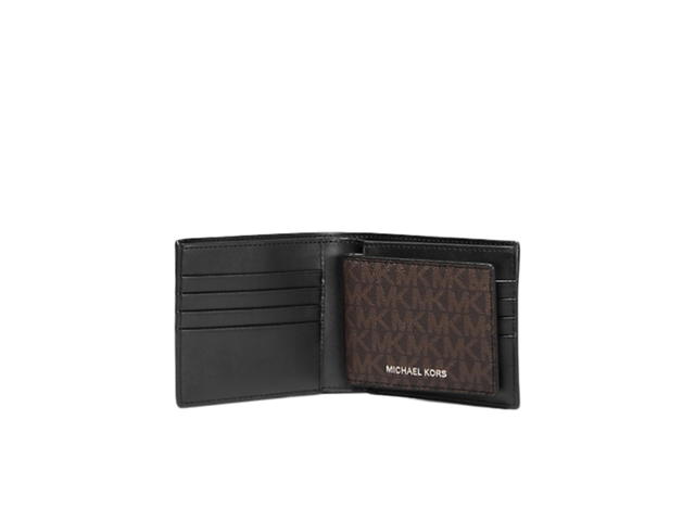 Michael Kors Michael Kors Cooper Logo Billfold Wallet With Passcase Brown Black - view 2