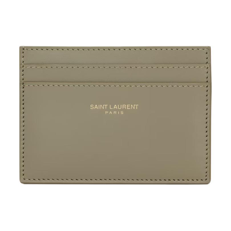 Saint Laurent Saint Laurent PARIS Calfskin Card Holder Women's Moss Green