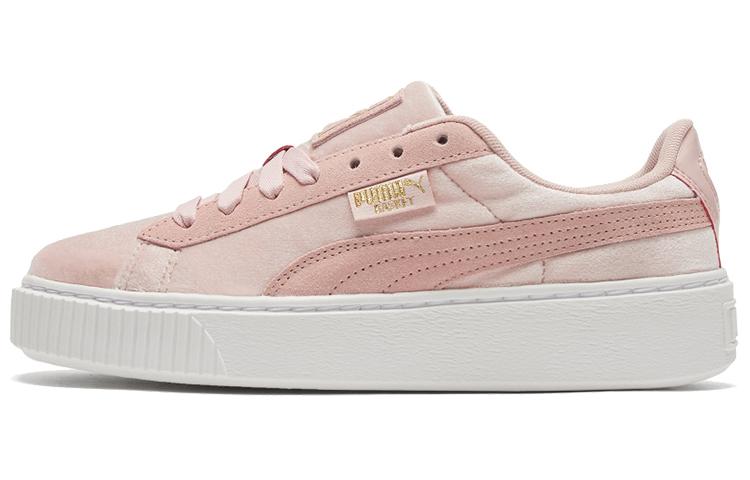 Puma Puma Platform Velvet Pink/White Low Casual Board Shoes Women's