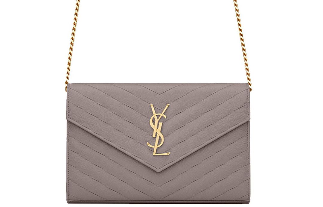 Saint Laurent Saint Laurent Monogram Leather Chain Wallet, Shoulder Bag, Crossbody Bag Women's Mist White