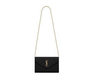 Buy Saint Laurent Cassandre Matelassé Chain Wallet In Grain De Poudre Embossed Leather with Gold-Toned Metal Hardware Black (8.9") at Sasom – Authentic and Ready to Ship