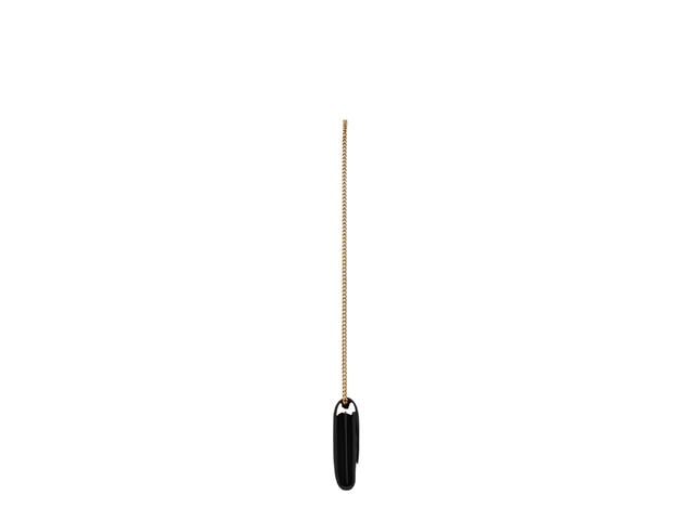 Saint Laurent Saint Laurent Cassandre Matelassé Chain Wallet In Grain De Poudre Embossed Leather with Gold-Toned Metal Hardware Black (8.9") - view 3