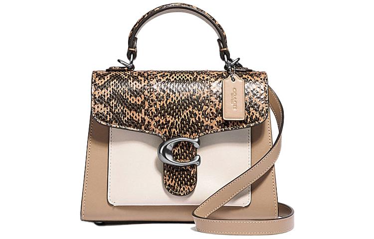 Coach Coach Tabby Snake Skin Leather Shoulder Bag Crossbody Handbag Shoulder Bag Small Size Women's Brown