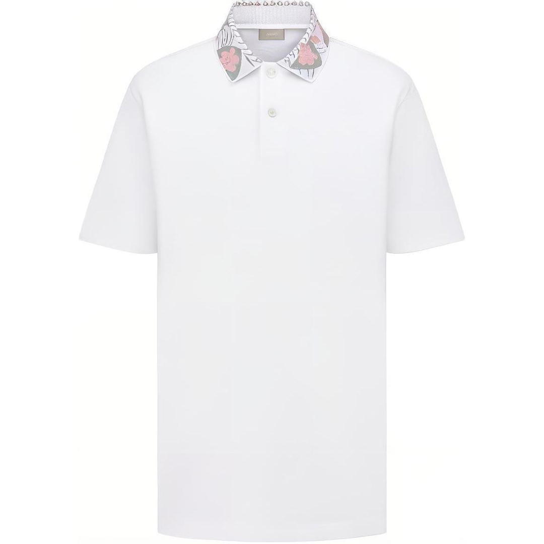 Dior Dior Men Pattern Print Short Sleeve Polo Shirt White