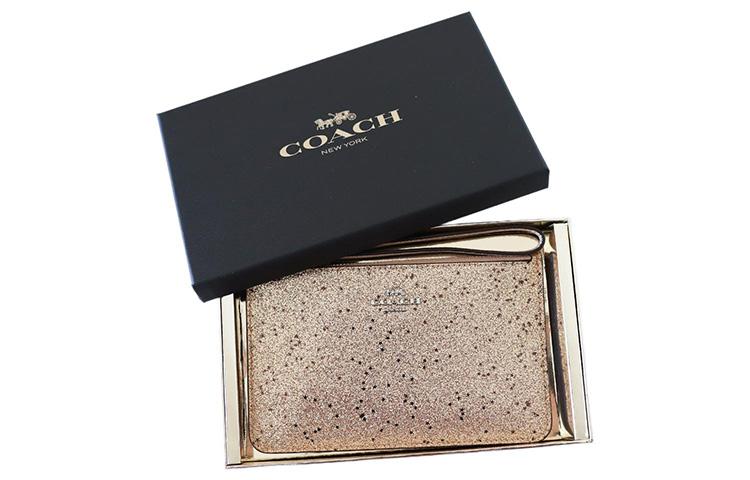 Coach Coach Boxed Leather Clutch Card Holder Gift Box Set Women's Gold