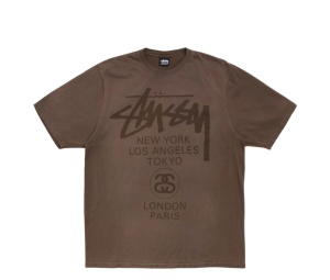 Buy Stussy World Tour Tee Sun Faded Brown at Sasom – Authentic and Ready to Ship