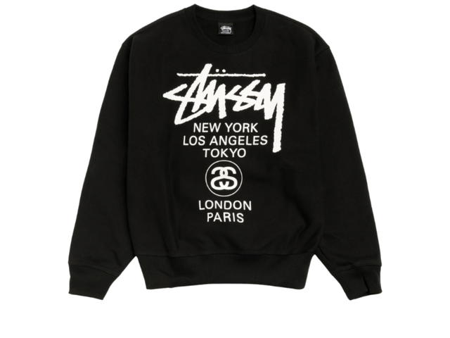 Stussy Stussy World Tour Crew Pigment Dyed Black - view 1