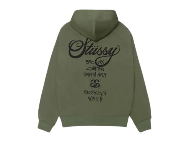 Stussy Stussy World Tour Hoodie Olive - view 2