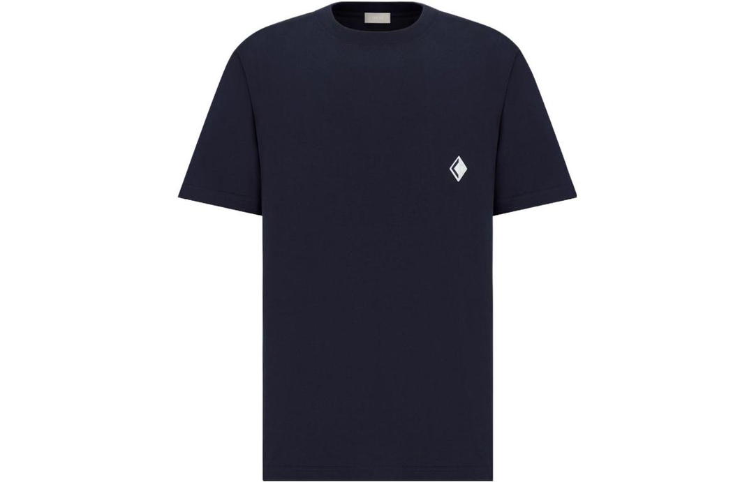 Dior Dior Geometric Pattern Crew Neck Short-Sleeved T-Shirt Men's Marine Blue