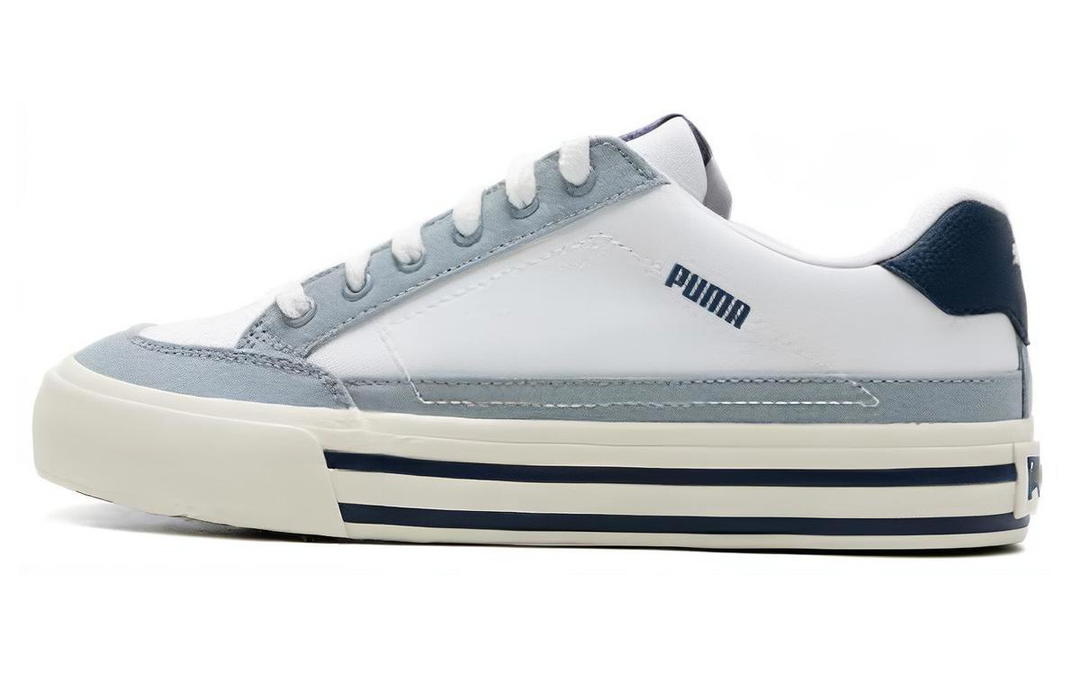 Puma Puma Court Classic Wear Resistant Breathable Cushioning Lightweight Low Top Skateboard Shoes Unisex White Blue