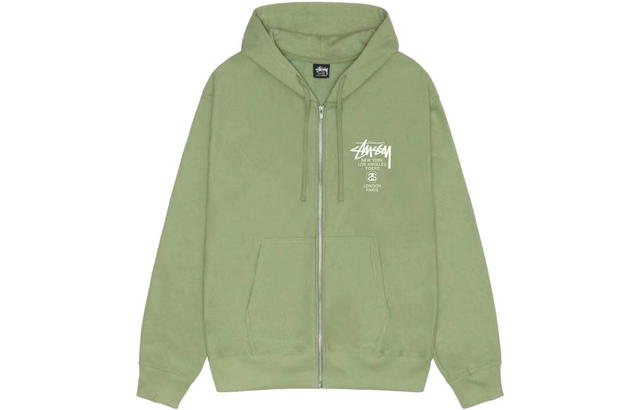 Stussy Stussy World Tour Zip Hoodie - Moss - view 2