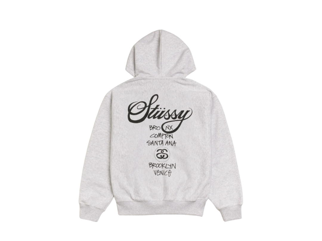 Stussy Stussy World Tour Zip Hoodie Ash Heather