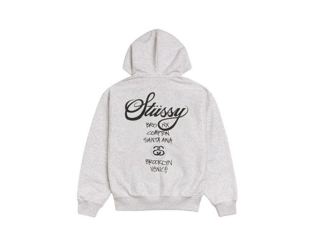 Stussy Stussy World Tour Zip Hoodie Ash Heather - view 1