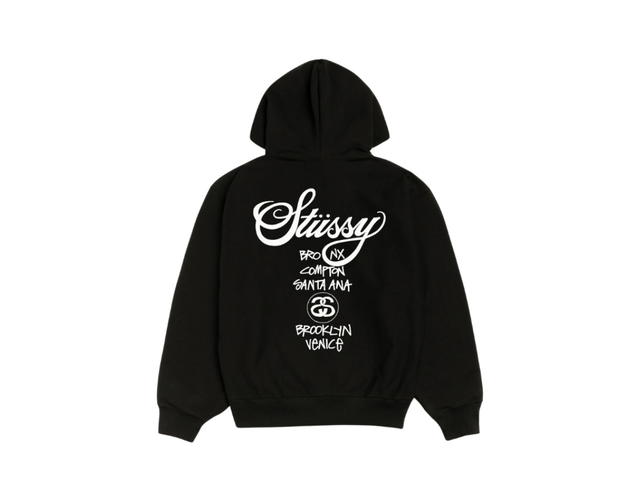 Stussy Stussy World Tour Zip Hoodie Black - view 1