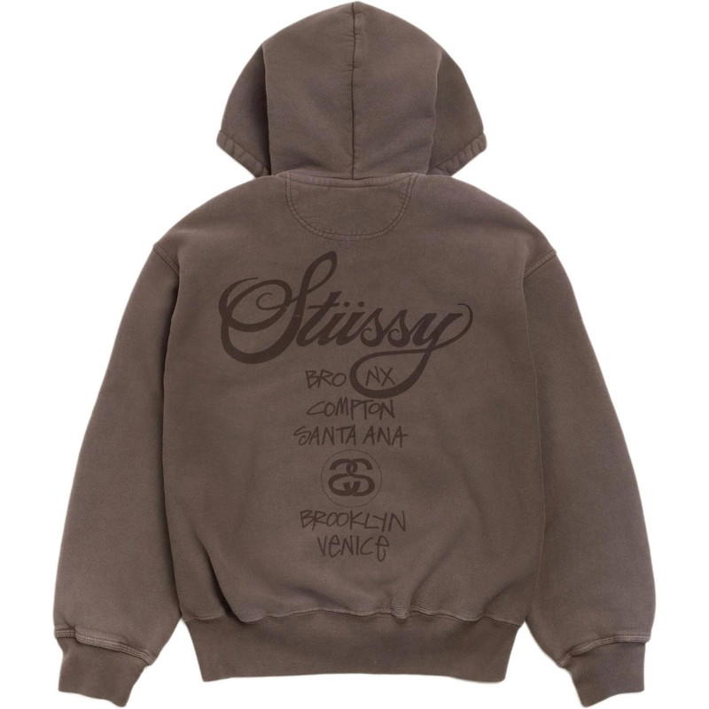 Stussy Stussy World Tour Zip Hoodie - Brown