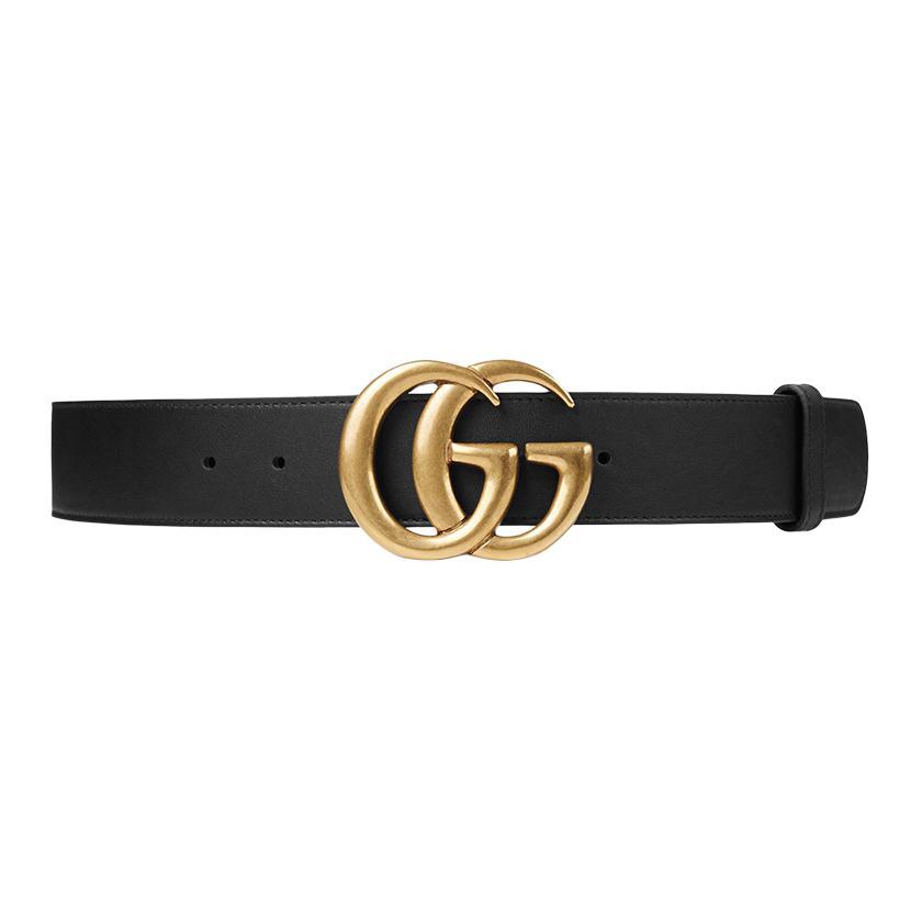 Gucci Gucci Wide Leather Belt With Double G Buckle