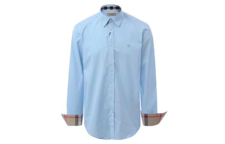 Burberry Burberry Mens Cotton Classic Long Sleeves Shirt Blue