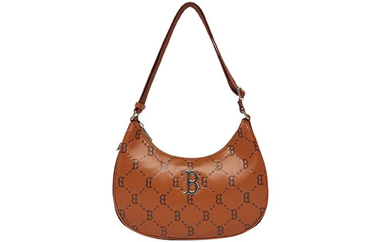 MLB MLB Monogram Collection Polyester Half Moon Bag Mahjong Pochette Shoulder Bag Large Size Unisex Brown