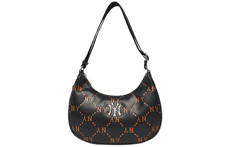 MLB MLB Monogram Collection Polyester Hobo Pochette Shoulder Bag Crossbody Bag Unisex Black