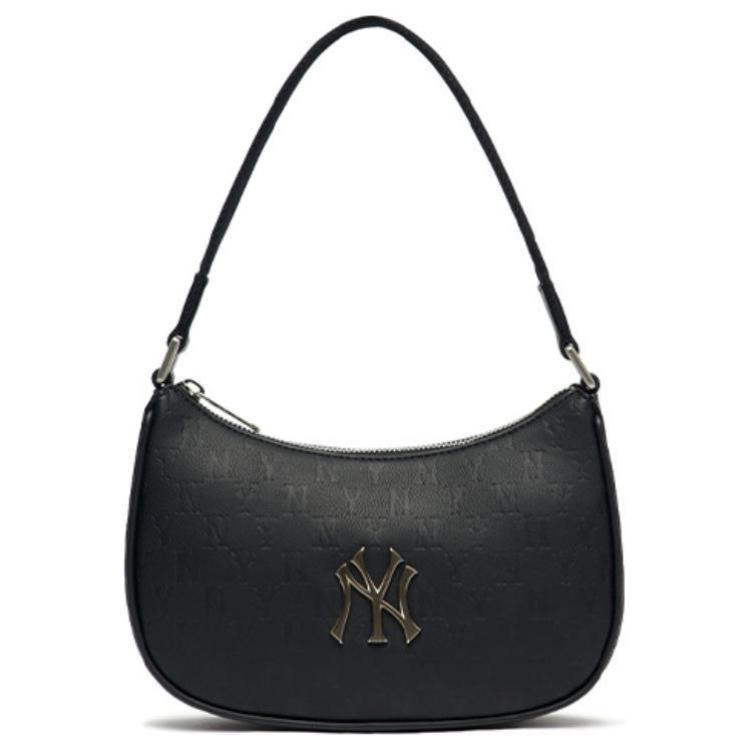 MLB MLB Monogram Collection Artificial Leather Shoulder Bag Dumpling Bag Shoulder Bags Unisex Black Gold