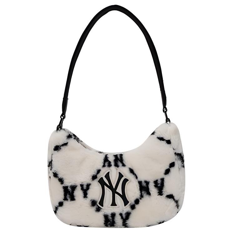 MLB MLB New York Yankees Faux Fur Plush Shoulder Bag Handbag Shoulder Bag Regular Women's Milk White