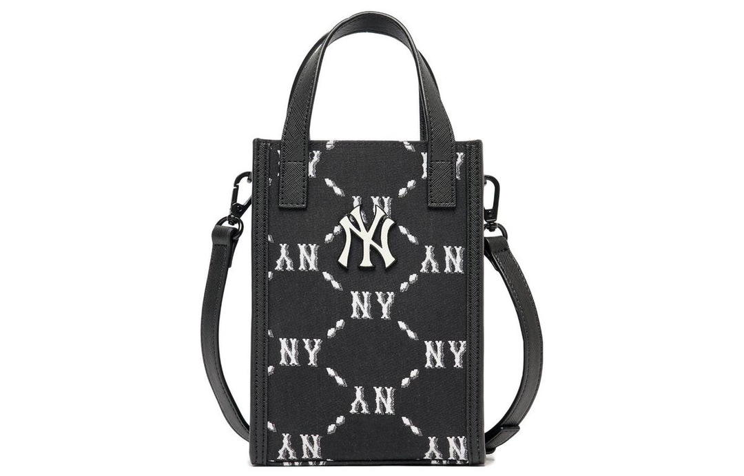 MLB MLB Monogram Collection Polyester Portable One Shoulder Crossbody Cell Phone Pouch Small Size Women's Black