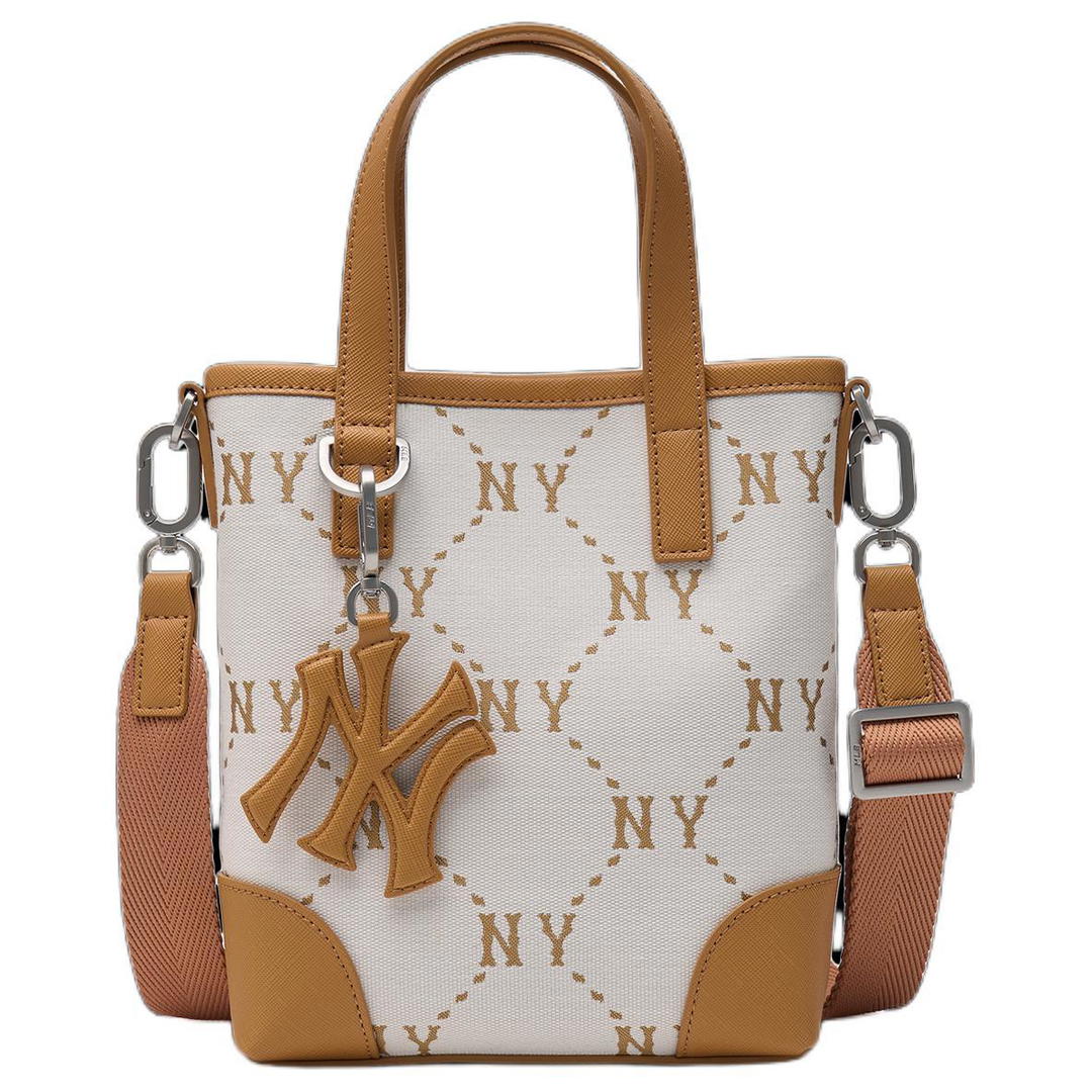 MLB MLB Artificial Leather Shoulder Bag Crossbody Bag Handbag Clutches Student Backpacks Unisex Cream