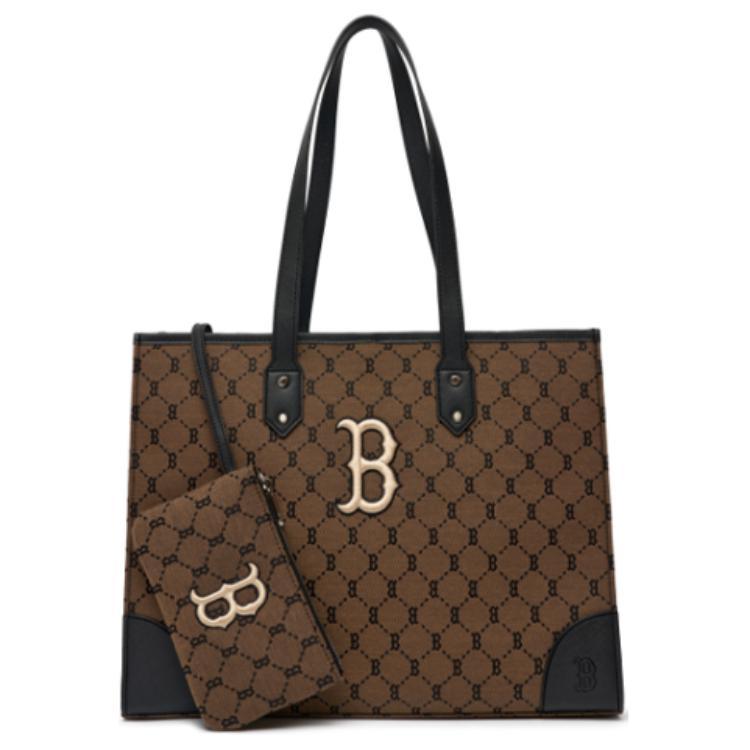 MLB MLB Monogram Collection Polyester Combo Bag Tote Bag Shopping Bag Shoulder Bag Handbag Regular Unisex Dark Brown Mocha