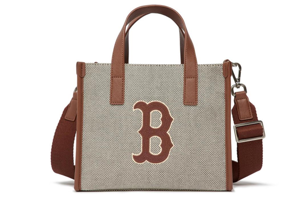 MLB MLB Boston Red Sox Polyester Tote Bag Shopping Bag Boston Portable Crossbody Bag Shoulder Bag Small Size Unisex Brown