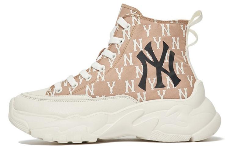 MLB MLB Chunky High Cushioning Anti Slip And Wear Resistant High Top Chunky Sneakers Unisex Dark Beige Yellow