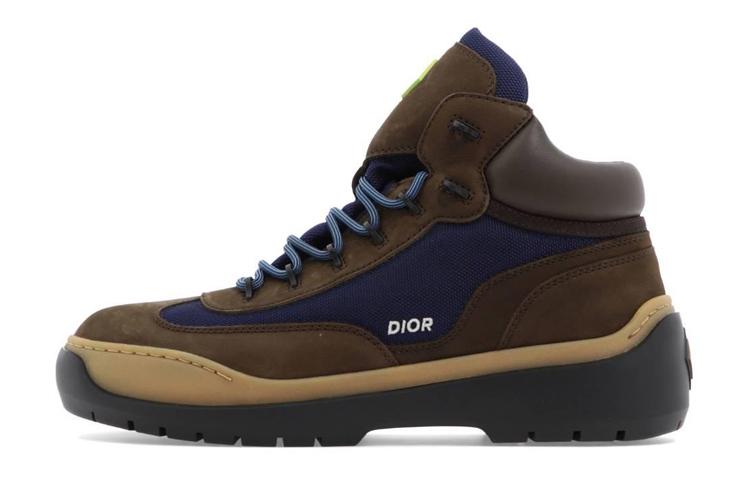 Dior Dior Lace Up Ankle Boots Brown Blue
