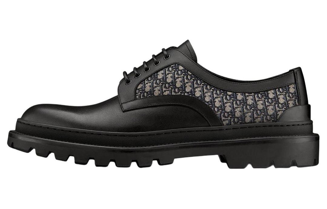 Dior Dior Explorer Derby Casual Leather Shoes Men's Pitch Black