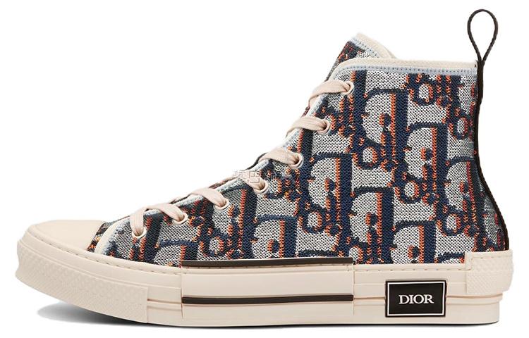 Dior Dior B23 High Top Stylish Skateboarding Shoes Men's Blue Silver