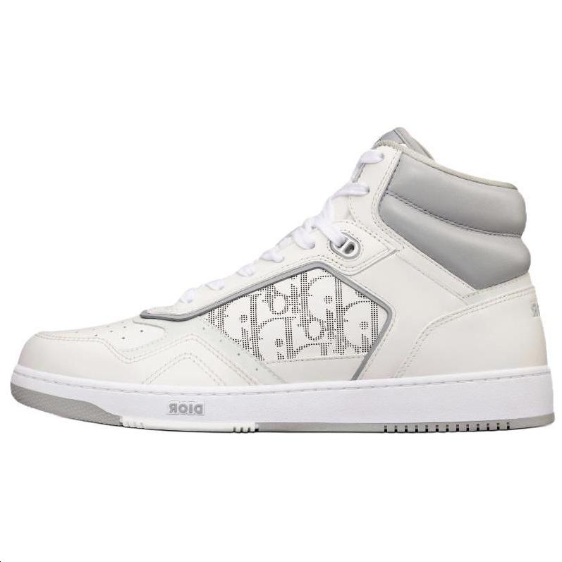 Dior Dior B27 High White And Gray Smooth Calfskin With White Dior Oblique Galaxy Leather