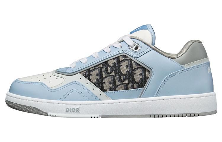 Dior Dior B27 Low Light Blue White And Dior Gray Smooth Calfskin With Beige And Black Dior Oblique Jacquard