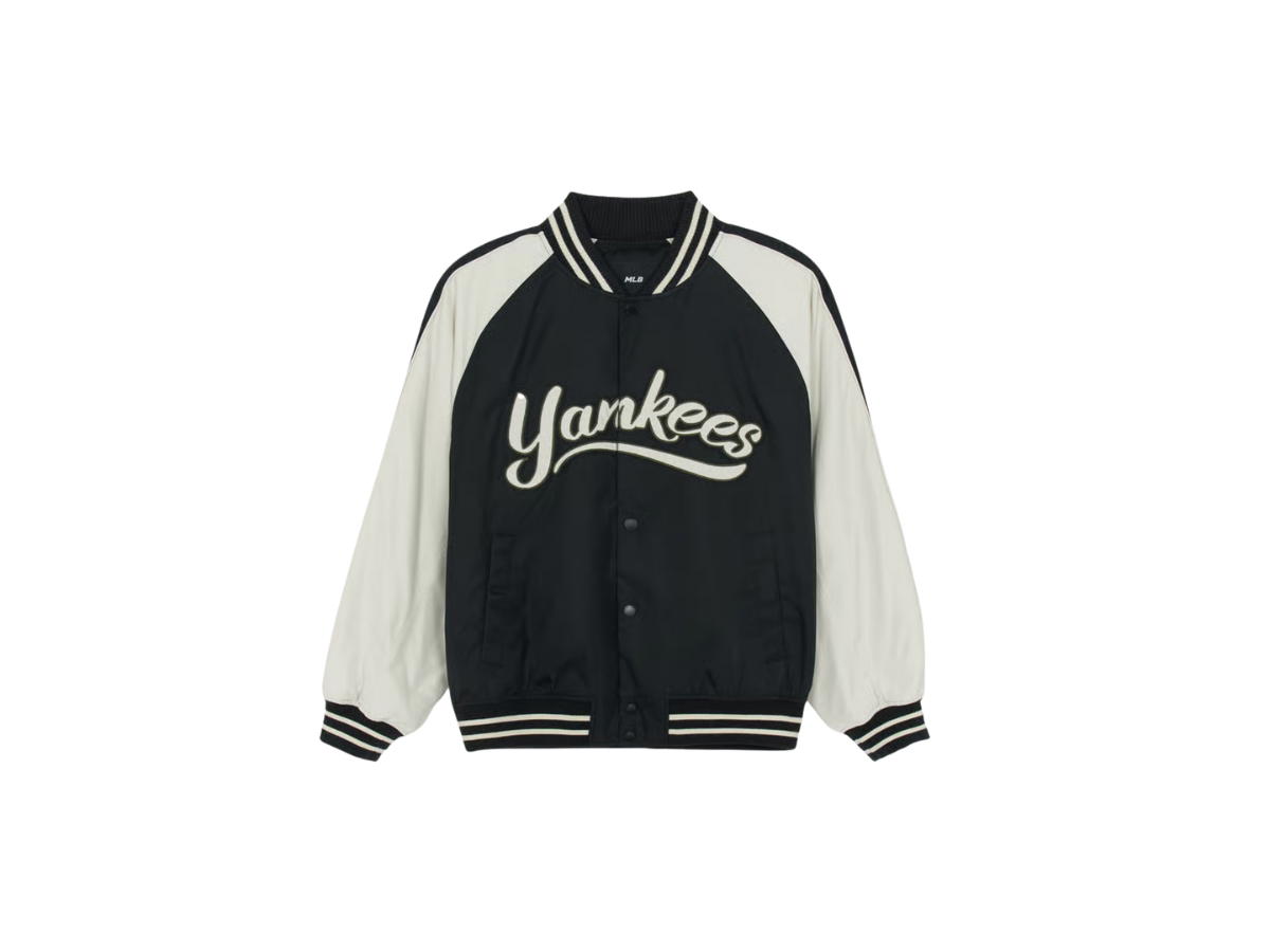 MLB MLB Nylon Blocking Cursive Varsity Jacket New York Yankees Black (FW25)