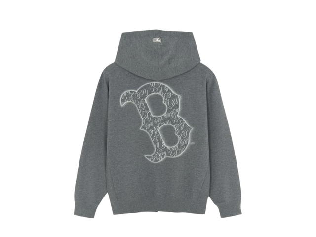 MLB MLB Basic Mega Logo Hoodie Boston Red Sox Charcoal Grey - view 2