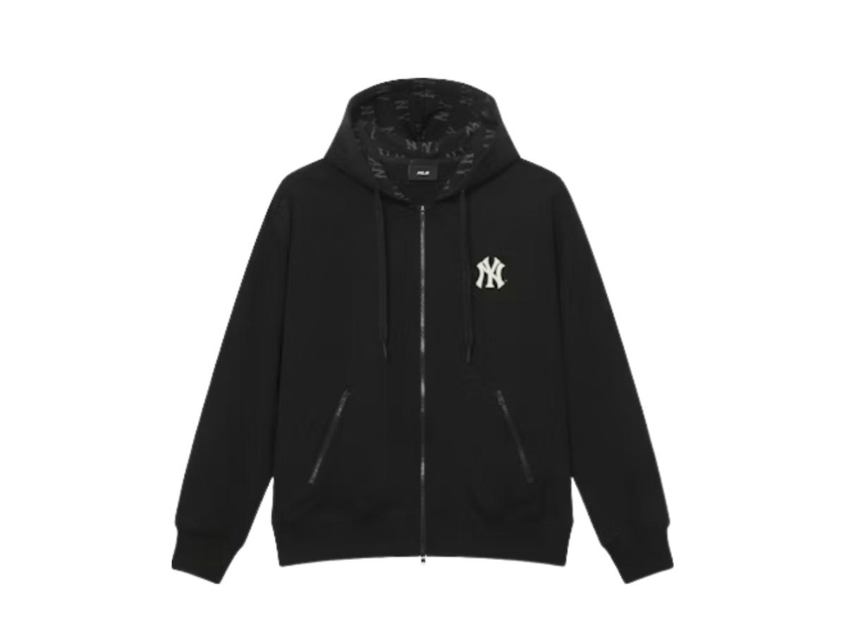 MLB Mlb Monogram NY Yankees Black Logo Zip Hoodie Black