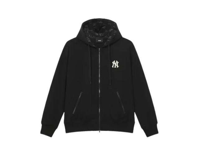 MLB Mlb Monogram NY Yankees Black Logo Zip Hoodie Black - view 1