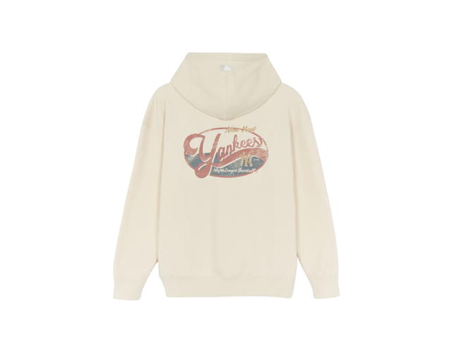 MLB MLB Varsity Vintage Fleece Hooded Zip-Up New York Yankees Cream - view 2