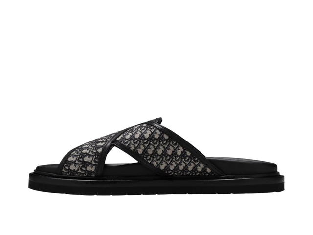 Dior Dior Aqua Sandal In Oblique Jacquard With Gold Hardware Rubber Sole Beige-Black - view 2