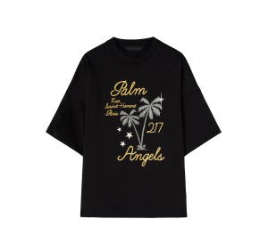 Buy Palm Angels Logo Printed Crewneck T-Shirt Black at Sasom – Authentic and Ready to Ship