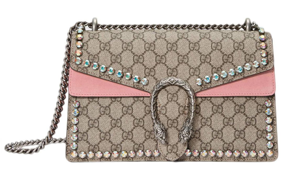 Gucci Gucci Dionysus Canvas Crossbody Bag Small Size Women's Ebony/Pink