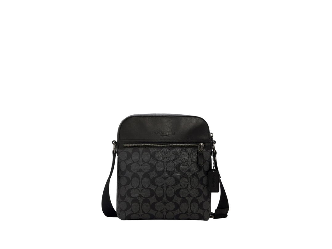 Coach Coach Houston Flight Bag In Signature Canvas With Silver Hardware Black