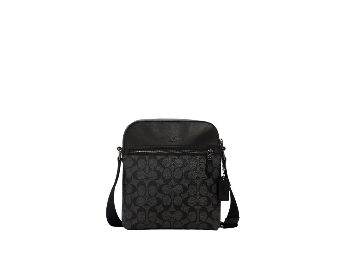 Coach Coach Houston Flight Bag In Signature Canvas With Silver Hardware Black