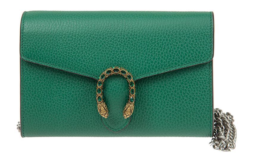 Gucci Gucci Dionysus Mini Leather Chain Wallet Shoulder Bag Green